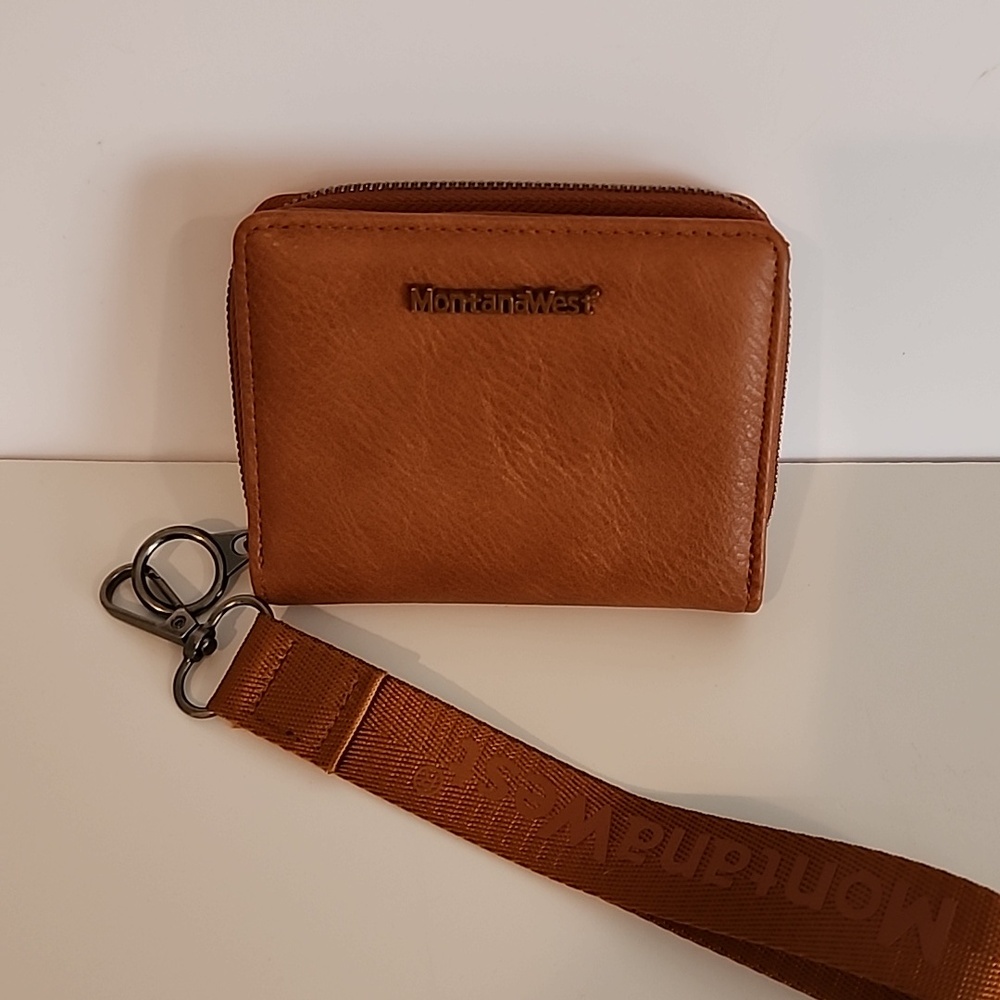 Montana West Brown Leather Wristlet Wallet